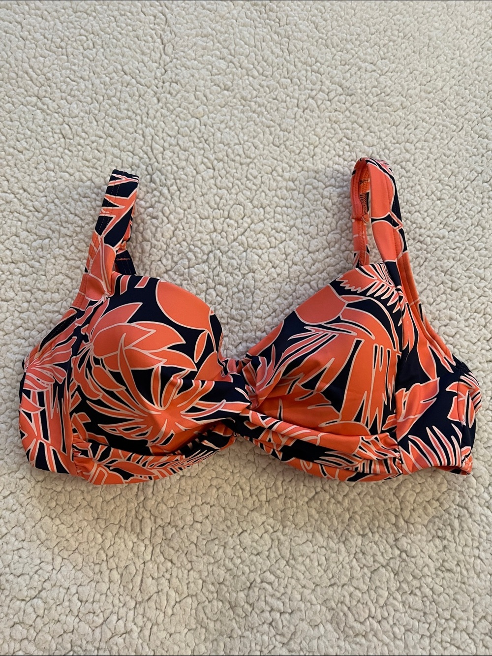 Lands’ End Orange Navy bikini top 8